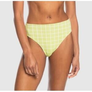 ROXY Women Salty Shine Bikini High Leg Bikini Bottom Size L Linden Green NWT